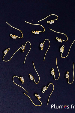 Supports pour boucles d’oreilles avec strass - ht 23 mm - doré